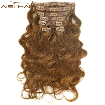 

AISI HAIR Black and Brown Wavy Brazilian Hair Clip In Hair Extensions Human Hair 100g Natural Hair