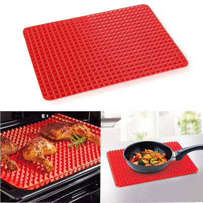 

mymei Free Shipping 1 Pc Red Pyramid Pan Nonstick Silicone Baking Mat Mould Cooking Mat Oven Baking Tray 96409