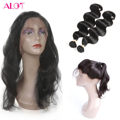 

Alot 2 Pcs Peruvian Body Wave 2242 360 Frontal With Bundles Cheap Unprocessed Human Hair Bundles Brazilian Hair Weave Bundles