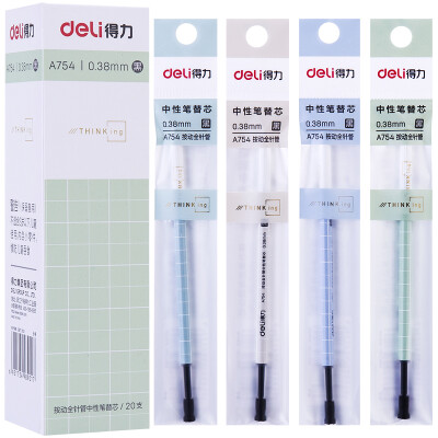 

Deli deli square inch 038mm press gel pen refill refill full needle black 20 box A754