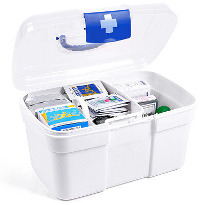 

Yifan medicine box home first aid box plastic storage box finishing box blue oversized