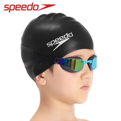 

Speedo silicone cap swimming helmet youth waterproof swimming cap ear protection elastic comfortable swimming training equipment black 8709900001