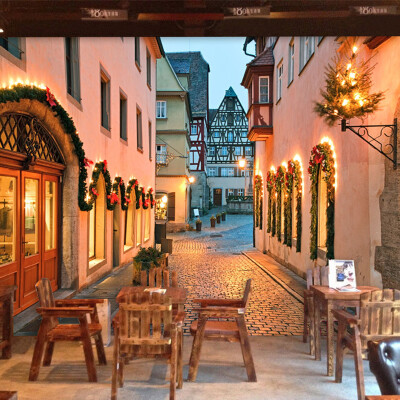 

Romantic European Street City Night Landscape Photo Wallpaper Mural Cafe Dining Room Backdrop Modern Fashion Decor 3D Wallpapers