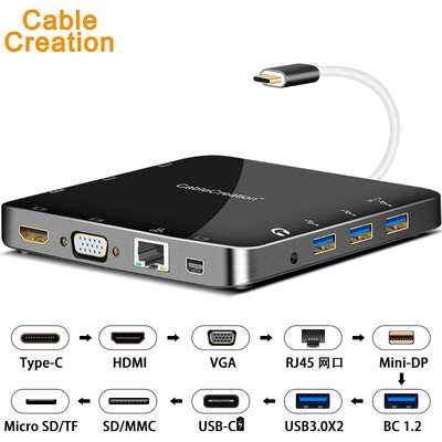 

CABLE CREATION CD0442 Type-C Converter Connector USB-C to HDMIVGAMiniDP Network Card Apple Mac Docking Hub HUB Connection Screener