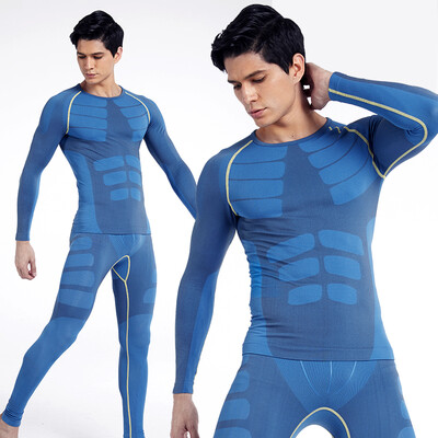 

El Monte ALPINT MOUNTAIN Fitness suits men's running training clothes stretch compression quick-drying clothes sports bodysuit long-sleeved pants 650-951 jacket sapphire blue