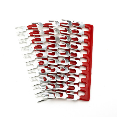 

(20 pieces/lot) Suyep Wire Connector Pre Insulated Fork Type Terminal Barrier Strip Jumper Connector 15A 10 Positions TD1510 red