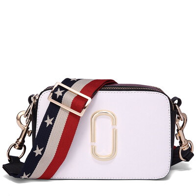 

Monalisa lady shoulder bag wide shoulder strap contrast color shoulder slung small square bag D98M295 white