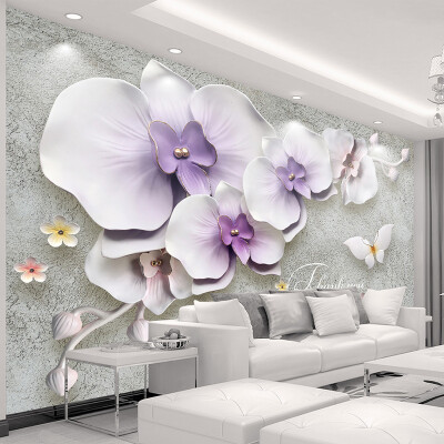 

Большие пользовательские обои Mural для стен 3 D Stereoscopic Relief Phalaenopsis Flower Photo Background Нетканые Papel De Parede 3D