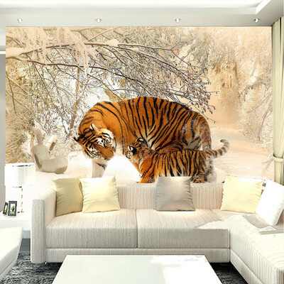 

Papel De Parede 3D Wallpaper Modern Stereo Animal Tiger Snow Landscape Mural Living Room Bedroom Home Decor Non-Woven Wall Paper