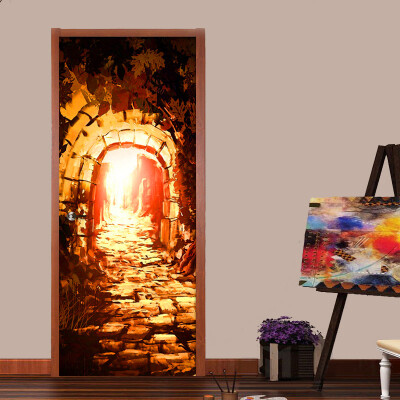 

European Style Fluorescent Path Photo Wallpaper Living Room Restaurant Art Door Mural Sticker PVC Vinyl Door Wall Paper 77cmx200cm