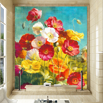 

Personalized Customization 3D Stereo Beautiful Flowers Oil Painting Photo Wallpaper Hotel Lobby Restaurant Entrance Decor Murals