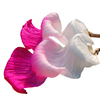 

New Arrivals Stage Performance Dance Fans 100 Silk Fans Colored 180cm Women Belly Dance Silk Fans 2pcs White Rose Pink