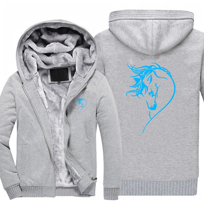 

New USA SIZE Men Winter Autumn Hoodies Fluorescent luminous auspicious horse Fleece Coat Baseball Uniform Sportswear Jacket wool