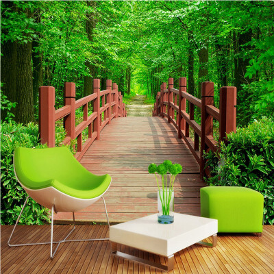 

Custom 3d mural wallpaper Park Wooden Bridge Landscape Background Wall living room bedroom corridor office wallpaper mural