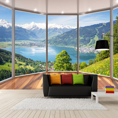 

Custom 3D Mural Wallpaper Modern Creative Balcony French Window Nature Landscape Photo Wallpapers Living Room Bedroom Home Decor