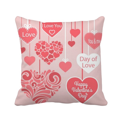 

Happy Valentines Day Love You Hearts Square Throw Pillow Insert Cushion Cover Home Sofa Decor Gift