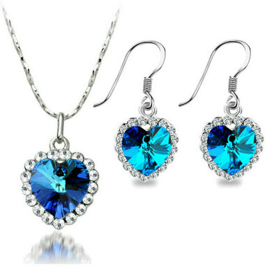 

Yoursfs® 18K Gold Plated Ocean Heart Necklace and Earring Set Use Austrian Crystal Fashion Jewelry Set