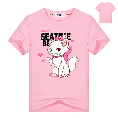 

2018 Fashion kawaii T shirt Girls Summer Tops Casual Cotton 3D Marie Cat Print и с коротким рукавом O-образным вырезом Vogue tshir