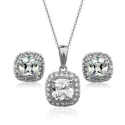

Yoursfs® 18K белый позолоченные 1.5ct бриллиантовое колье и серьги установить применение искусственной австрийского кристалл люкс для украшения устанавливает четкие