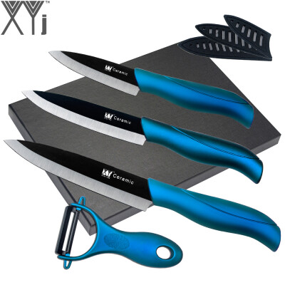 

XYj Black Blade Kitchen Ceramic Cooking Knives Paring Utility Slicing Knife + Peeler + Black Hard Paper Gift Box Kitchen Tools