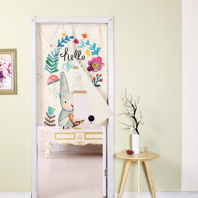 

Yuan Yuan fabric door curtain American style rural bathroom curtain partition curtain cotton linen half curtain kitchen bedroom porch curtain long ear rabbit