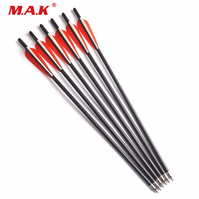 

6 pcs 17 inches Crossbow Archery Carbon Arrows OD 88 mm with Replaceable Point Tips Target Hunting Arrows