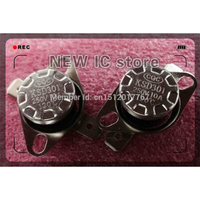 

10PCS KSD301 120C normally closed 120degree NC temperature switch thermostat Thermal Protector 10A/250V CQC free shipping