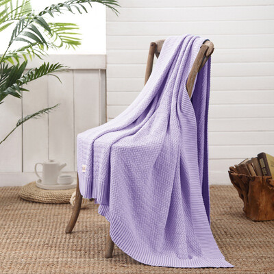 

Large bed DAPU blanket home textiles A blanket cotton multi-functional cable blanket knit blanket office blanket home blanket sofa blanket purple 830g 130 150cm