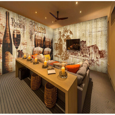 

Custom 3d mural Retro Red wine wood wallpaper leisure winery restaurant cafe bar aisle wallpaper mural
