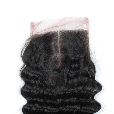 

BHF 8A Virgin Brazilian Hair Deep Wave 4X4 Lace Closure With Baby Hair Middle Part Remy Hair