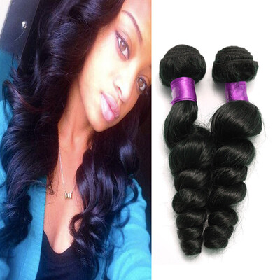 

Indian Loose Wave Virgin Human Hair Wefts Natural Black 100 Unprocessed Indian Loose Wave Virgin Human Hair Weaves
