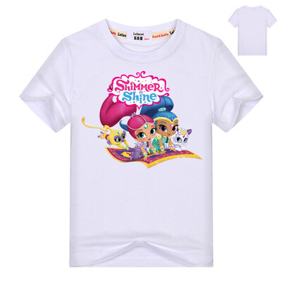 

2018 Brand New Shimmer And Shine T-Shirt для девочек Shimmer Shine Дети Футболки Топы Девочки Топы Дети Тис Рубашки хлопок Сгусток