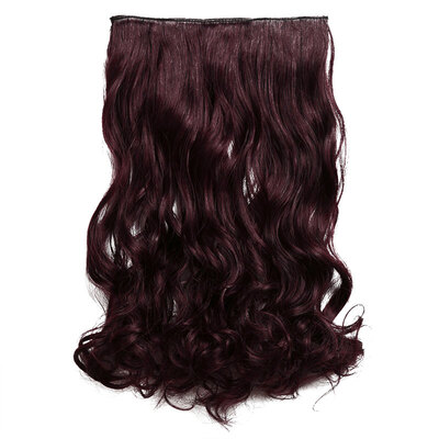 

Rhyme 23" Light Brown&Wine red Curly Layered One Piece 5 Clips Clip inon Hair Extensions Hairpieces for GirlsWoman