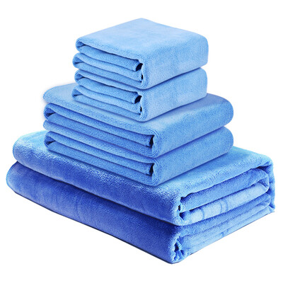 

CarsetCity Grinding Thicken Large Car Wash Towel Car Towel Absorbing Towel Wipe Car Auto Accessories 5 Piece Set Sky Blue
