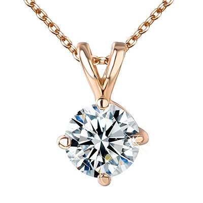 

Yoursfs CZ Solitaire Necklace 18k Rose GP Hearts&Arrows CZ Pendant For Women OL Style
