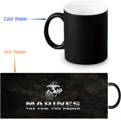 

USMC 350ml/12oz Heat Reveal Mug Color Change Coffee Cup Sensitive Morphing Mugs Magic Mug Milk Tea Cups
