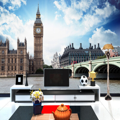 

Custom European Style City Landscape London Big Ben Mural Wallpaper 3D Room Landscape Hotel Restaurant Sitting Room Background