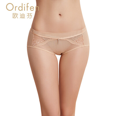 

Ou Difen womens underwear sexy lightweight lace boxer briefs XP7518 brown