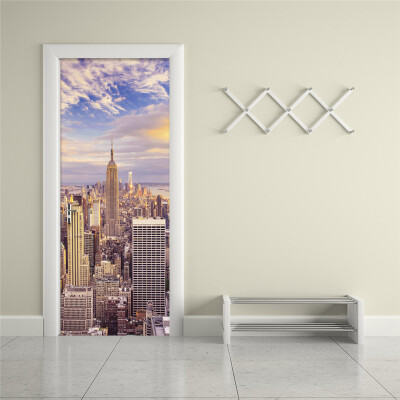 

3D Wallpaper City Building Photo Wall Mural Living Room Door Sticker PVC Eco-Friendly Vinyl Wallpaper Door Sticker 77cm x 200cm