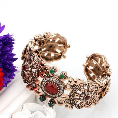 

SUNSPICE MS Vintage Turkish Women Love Bracelet Bangle Hollow Flower Cuff Pulseiras Charms Bracelet Indian Jewelry Ethnic Bijoux