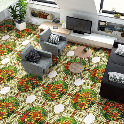 

Free shipping waterproof home decoration children room floor mural self wallpaper 3d Retro Abstract Floor Ceiling 250cmx200cm