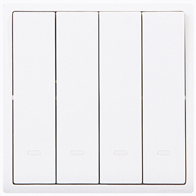 

Schneider switch socket switch panel four open single control switch 10A with fluorescent indicator switch Feng Shang series white