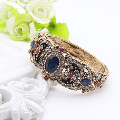 

Vintage Turlish Women Earrings Bangles Sets Antique Gold Color Resin Flower Jewelry Earring&bangle Sets India Bridal Jewelry