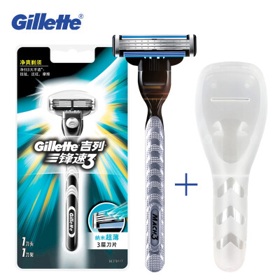 

Натуральная Gillette Mach 3 Предметы безопасности Бритвы Борода бритвы 1 держатель с 1 лезвие + 1 Бритва ящик для хранения