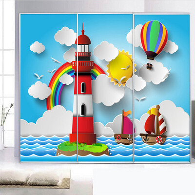

Papel De Parede Infantil 3D Stereo Relief Blue Sky White Clouds Rainbow Photo Wallpaper Kids Room Lovely Interior Decor Murals