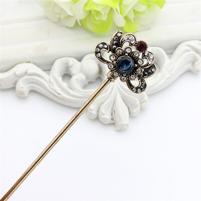 

Урожай Турецкие женщины Цветочные палочки для волос Застежка Mellow Resin Jewelry Retro Gold Color India Hairwear Arabia Bride Bun