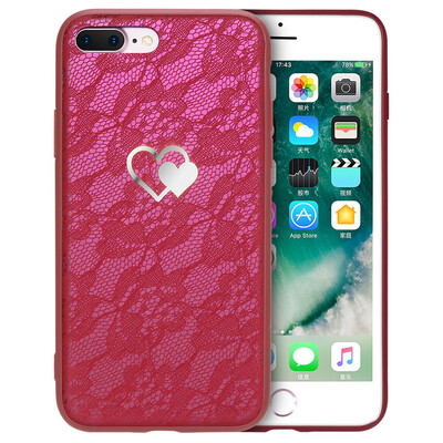 

Plus Apple 87Plus Mobile Shell iPhone87Plus All-inclusive Anti-drop Creative Lace Soft Shell Wine Red