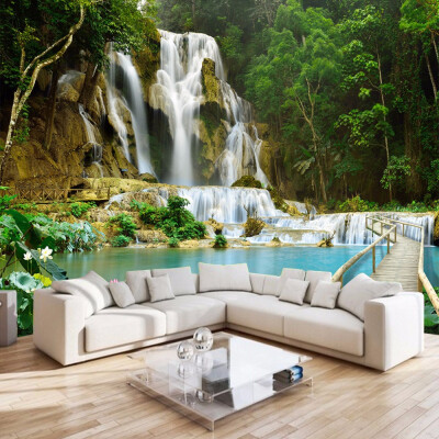 

Waterfall Landscape 3D Non-woven TV Background Photo Wallpaper Living Room Bedroom Custom Wall Mural Wall Covering Papel Pintado