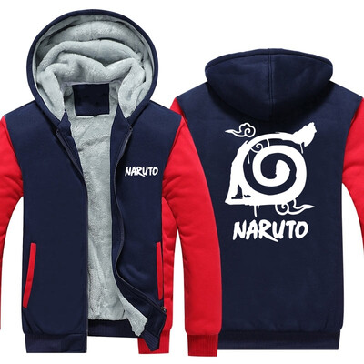 

2018 New Naruto Hoodie Anime Uchiha Sasuke Cosplay Coat Uzumaki Naruto Jacket Winter Men Thick Zipper Luminous Sweatshirts USA Siz