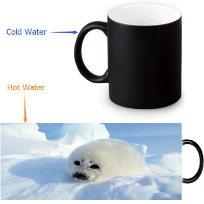 

Harp Seal 350ml / 12oz Heat Reveal Mug Color Change Чашка кофе Чувствительные морфинг-кружки Волшебная чашка для чайных чашек